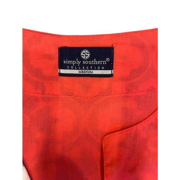 SIMPLY SOUTHERN COLLECTION Cotton Tunic Flower Top Shirt Aqua Medallion Medium - Picture 2 of 7